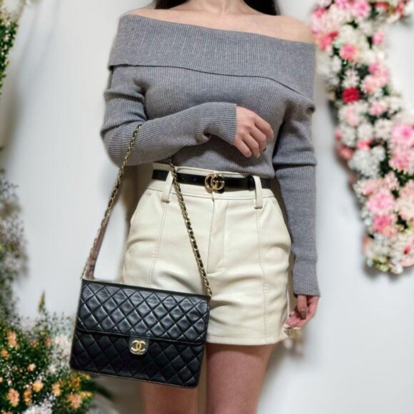 CHANEL 24K Timeless Classic Vintage Small Single Flap Bag Chain Purse Black - Picture 3 of 16